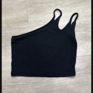 Elegant Black Asymmetrical Crop Top